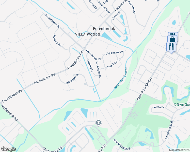 map of restaurants, bars, coffee shops, grocery stores, and more near 806 Knobcone Court in Myrtle Beach