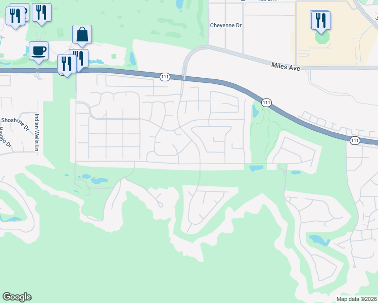 map of restaurants, bars, coffee shops, grocery stores, and more near 77145 Delgado Drive in Indian Wells