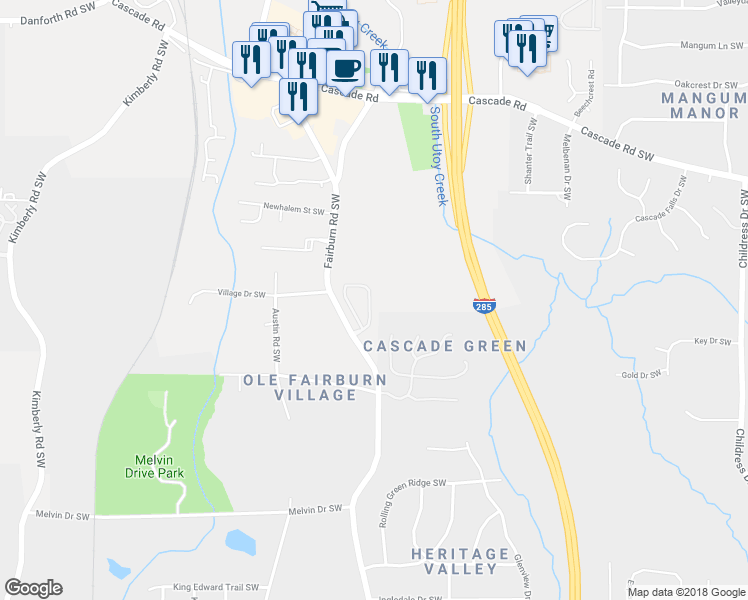 map of restaurants, bars, coffee shops, grocery stores, and more near 1700 Suttles Drive Southwest in Atlanta