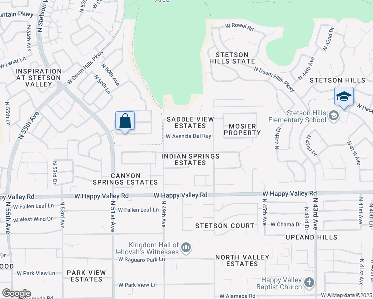 map of restaurants, bars, coffee shops, grocery stores, and more near 4802 West Saddlehorn Road in Phoenix