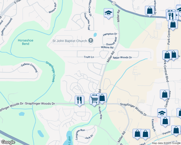 map of restaurants, bars, coffee shops, grocery stores, and more near 4955 Windsor Downs Lane in Decatur