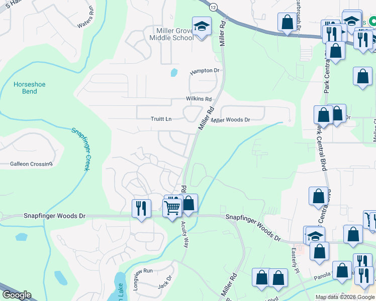map of restaurants, bars, coffee shops, grocery stores, and more near 2452 Kentwell Lane in Decatur