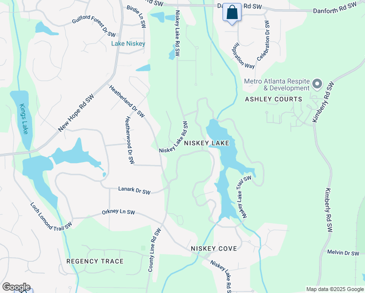 map of restaurants, bars, coffee shops, grocery stores, and more near 1380 Niskey Lake Road Southwest in Atlanta