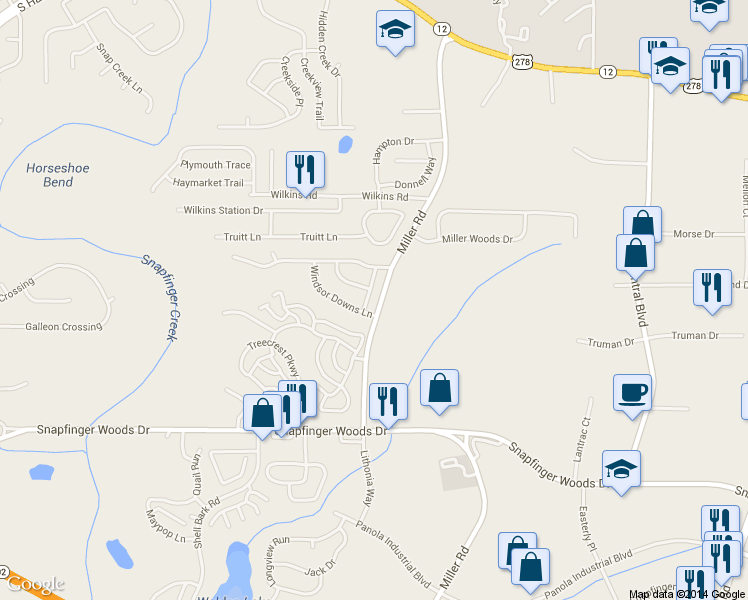 map of restaurants, bars, coffee shops, grocery stores, and more near 2452 Kentwell Ln in Decatur