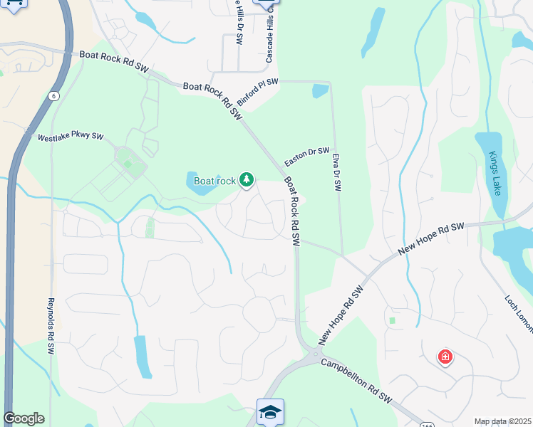 map of restaurants, bars, coffee shops, grocery stores, and more near 1383 Sandrock Lane Southwest in Atlanta