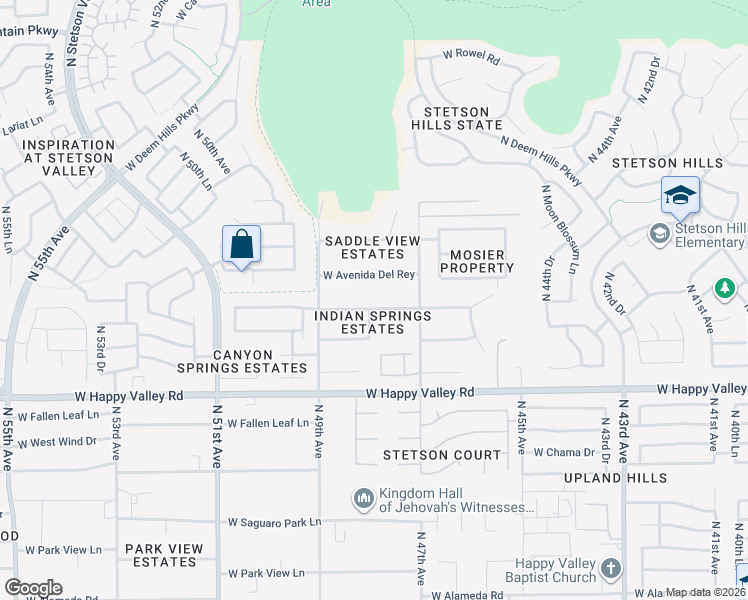 map of restaurants, bars, coffee shops, grocery stores, and more near 25226 North 47th Drive in Phoenix