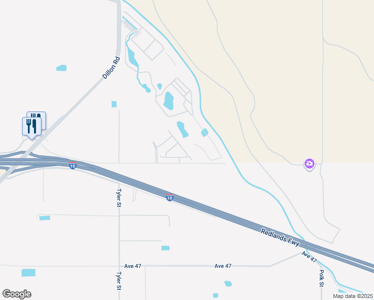 map of restaurants, bars, coffee shops, grocery stores, and more near 45954 Meritage Lane in Coachella