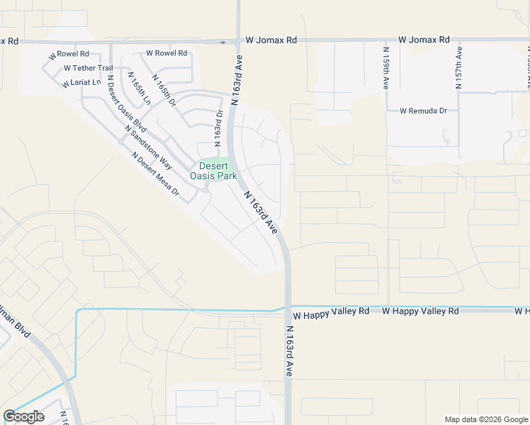 map of restaurants, bars, coffee shops, grocery stores, and more near 25815 North 163rd Avenue in Surprise