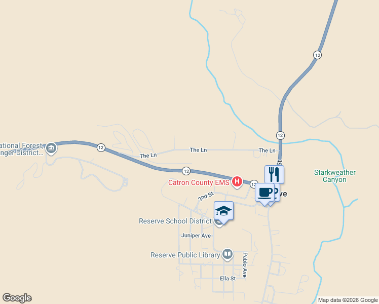 map of restaurants, bars, coffee shops, grocery stores, and more near 58 The Lane in Reserve