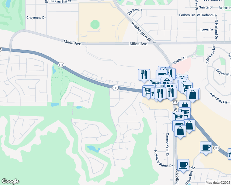 map of restaurants, bars, coffee shops, grocery stores, and more near 78535 Vista Del Sol in Indian Wells