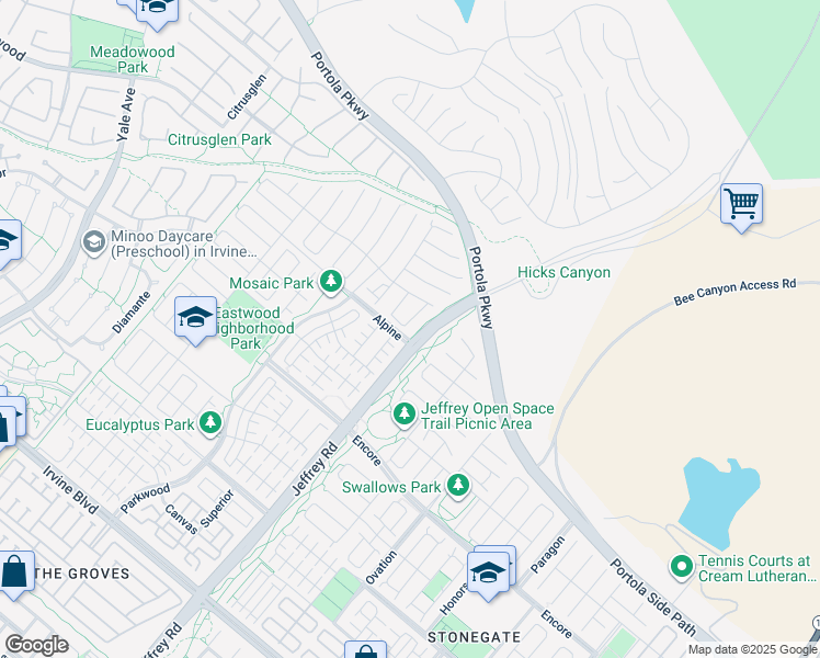 map of restaurants, bars, coffee shops, grocery stores, and more near 100 Omar in Irvine