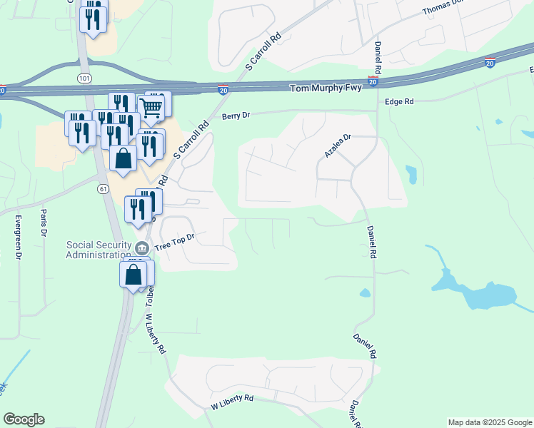 map of restaurants, bars, coffee shops, grocery stores, and more near 750 Great Oak Place in Villa Rica