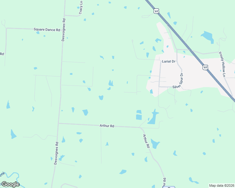 map of restaurants, bars, coffee shops, grocery stores, and more near 447 Arthur Road in Denison