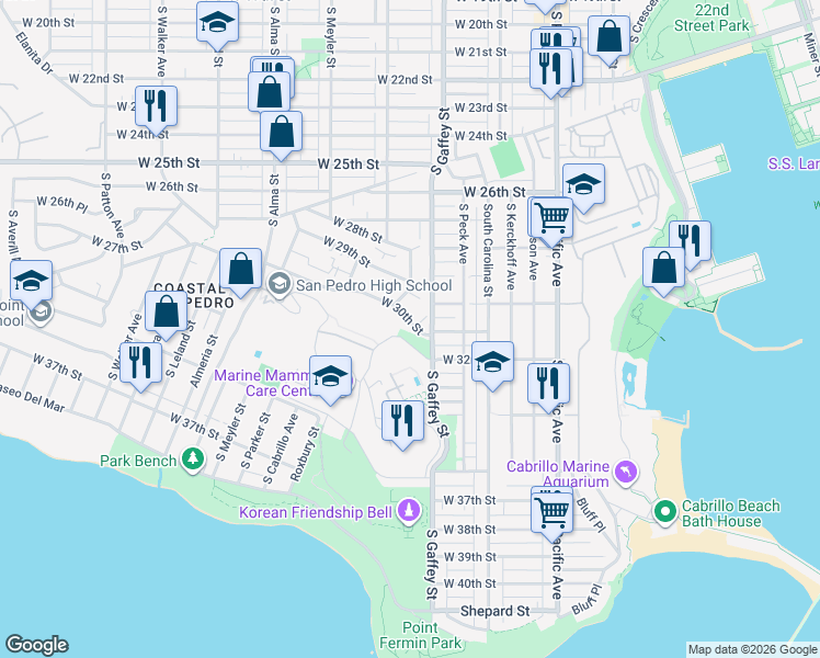 map of restaurants, bars, coffee shops, grocery stores, and more near 755 West 30th Street in Los Angeles