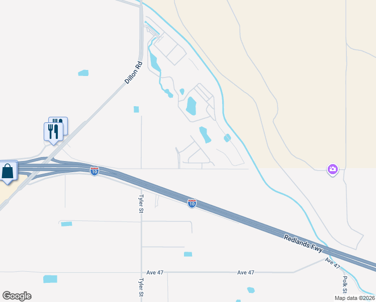map of restaurants, bars, coffee shops, grocery stores, and more near 86187 Grenache Lane in Coachella