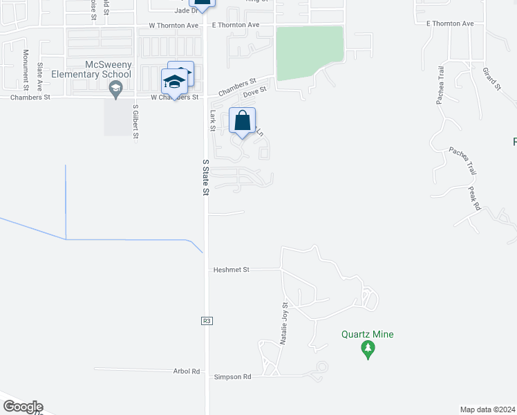map of restaurants, bars, coffee shops, grocery stores, and more near 1890 South State Street in Hemet