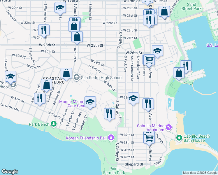 map of restaurants, bars, coffee shops, grocery stores, and more near 765 West 30th Street in Los Angeles
