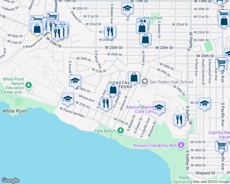 map of restaurants, bars, coffee shops, grocery stores, and more near 3413 Barbara Street in Los Angeles