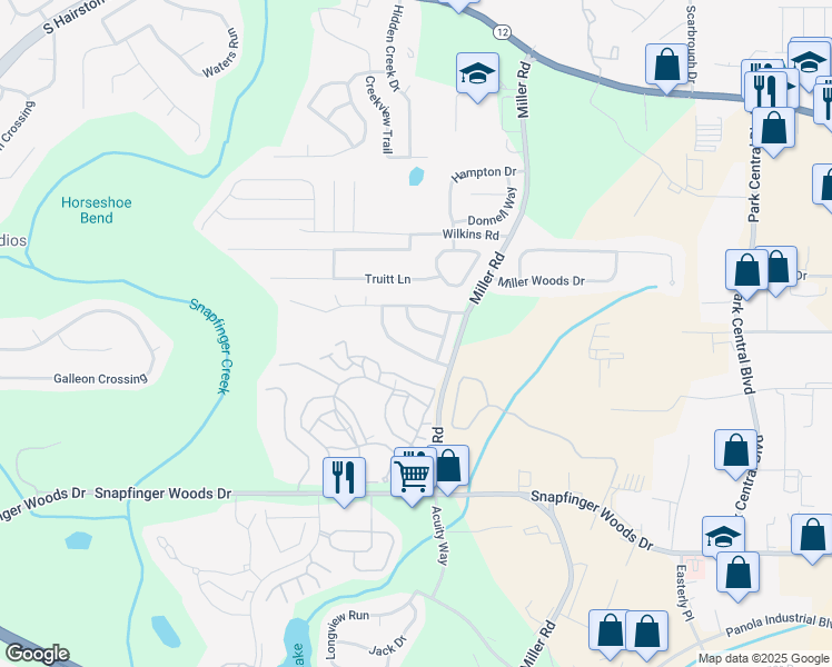 map of restaurants, bars, coffee shops, grocery stores, and more near 4977 Windsor Downs Drive in Decatur