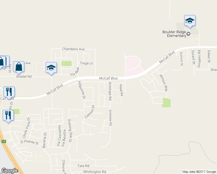 map of restaurants, bars, coffee shops, grocery stores, and more near 27793 Antelope Road in Menifee