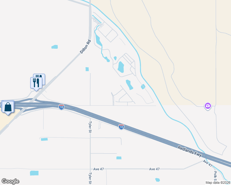 map of restaurants, bars, coffee shops, grocery stores, and more near 86222 Grenache Lane in Coachella