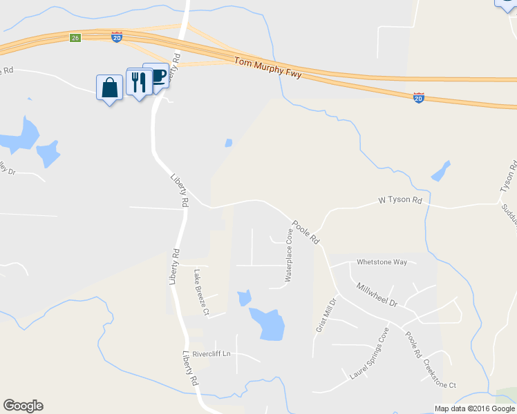 map of restaurants, bars, coffee shops, grocery stores, and more near 9730 Poole Road in Villa Rica