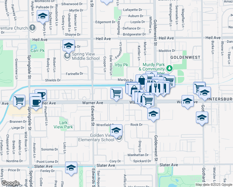 map of restaurants, bars, coffee shops, grocery stores, and more near 16862 Cod Circle in Huntington Beach