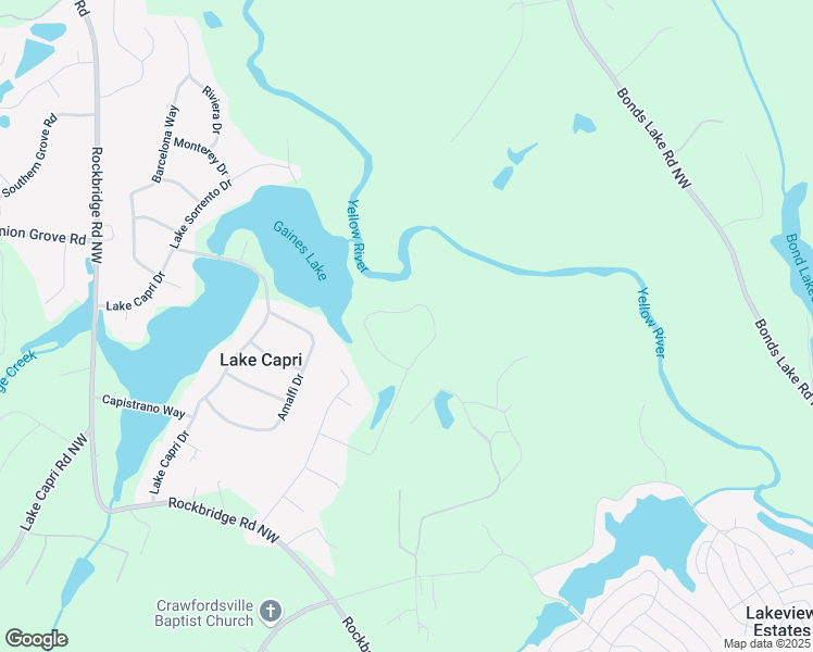 map of restaurants, bars, coffee shops, grocery stores, and more near 2738 Westminister Lane Northwest in Conyers