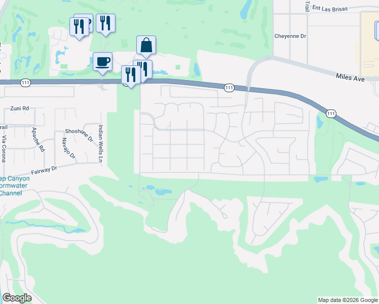 map of restaurants, bars, coffee shops, grocery stores, and more near 45760 Pima Road in Indian Wells