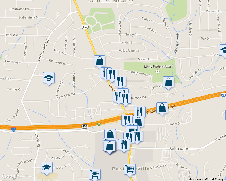 map of restaurants, bars, coffee shops, grocery stores, and more near 2505-2515 Candler Road in Decatur