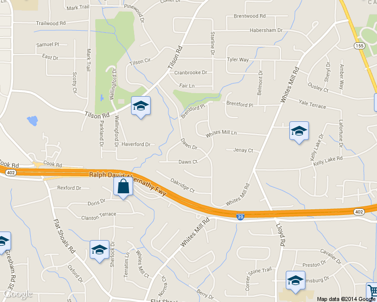 map of restaurants, bars, coffee shops, grocery stores, and more near 2475 Dawn Drive in Decatur