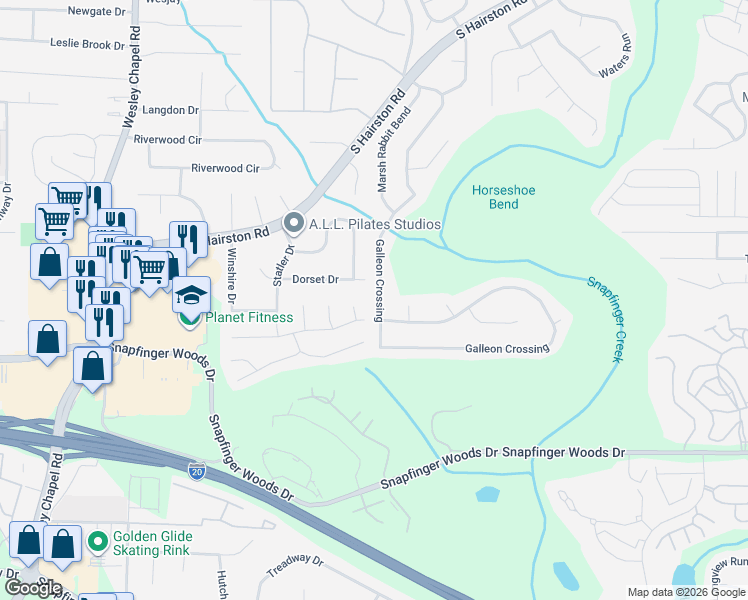 map of restaurants, bars, coffee shops, grocery stores, and more near 4813 Galleon Crossing in Decatur