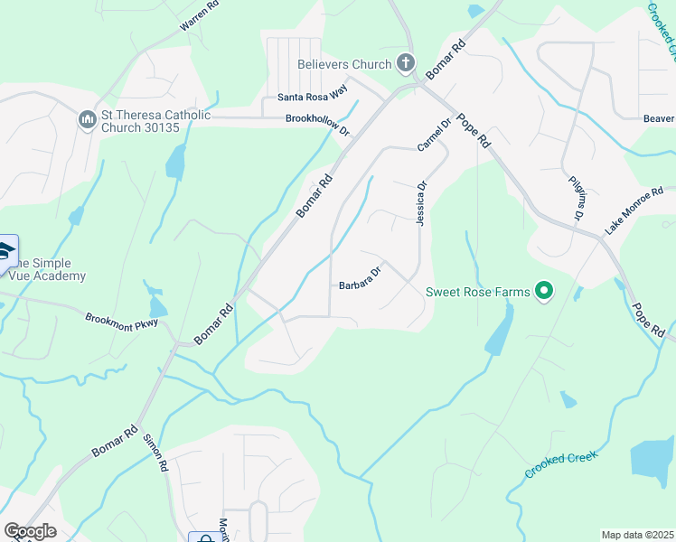 map of restaurants, bars, coffee shops, grocery stores, and more near 3254 Carmel Drive in Douglasville
