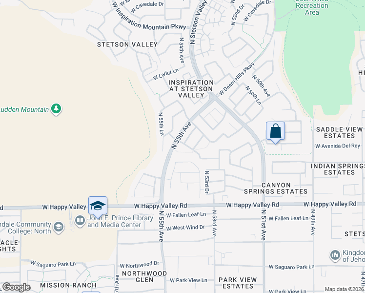 map of restaurants, bars, coffee shops, grocery stores, and more near 5431 West Range Mule Drive in Phoenix