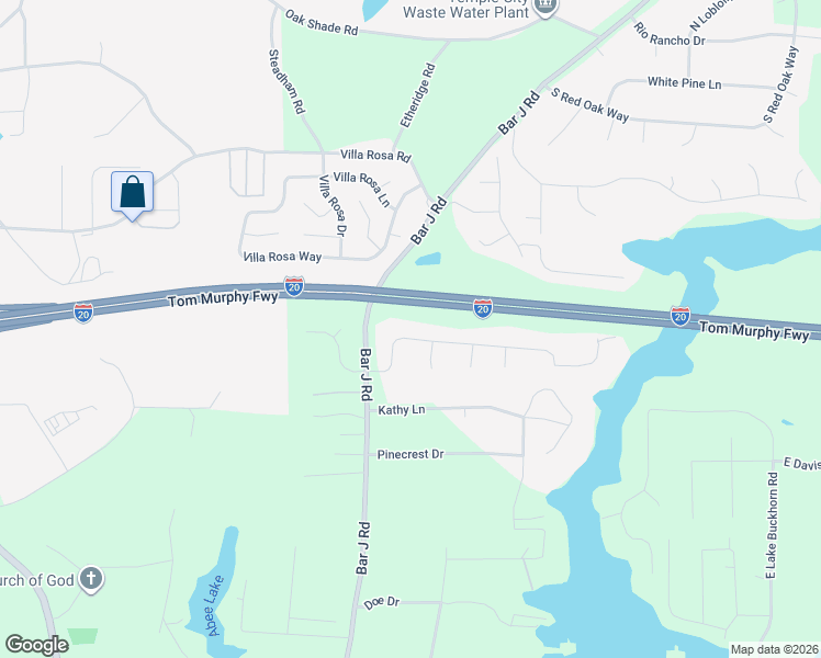 map of restaurants, bars, coffee shops, grocery stores, and more near 74 West Lakeview Drive in Temple