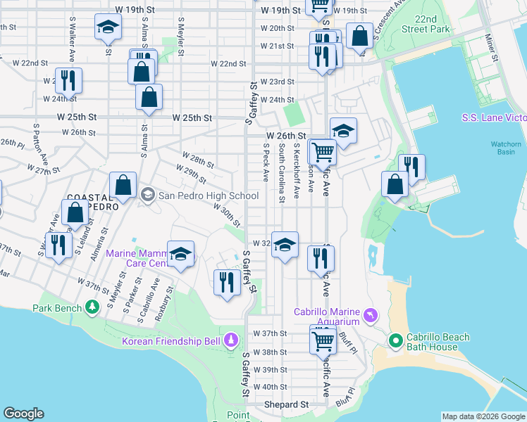 map of restaurants, bars, coffee shops, grocery stores, and more near 707 West 30th Street in Los Angeles
