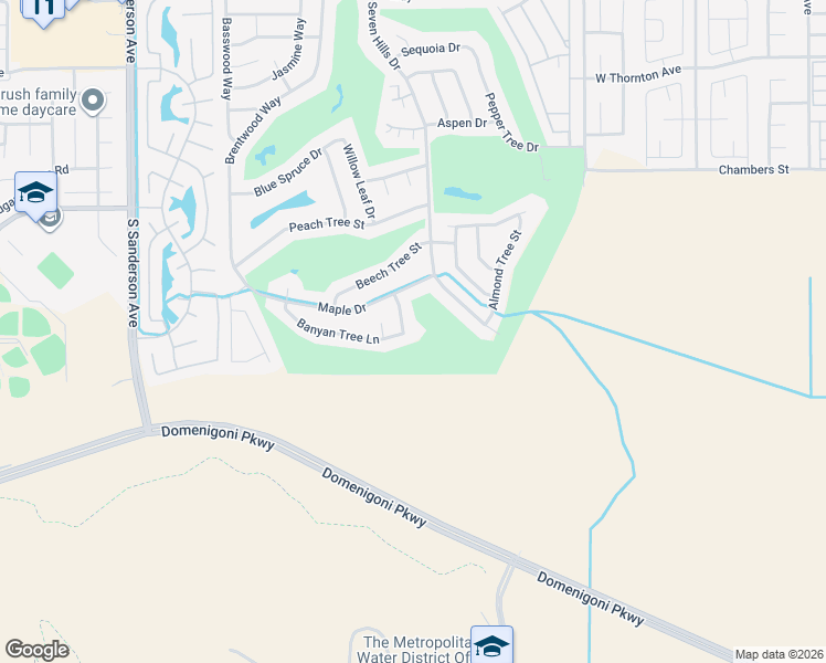 map of restaurants, bars, coffee shops, grocery stores, and more near 1886 Ash Tree Lane in Hemet