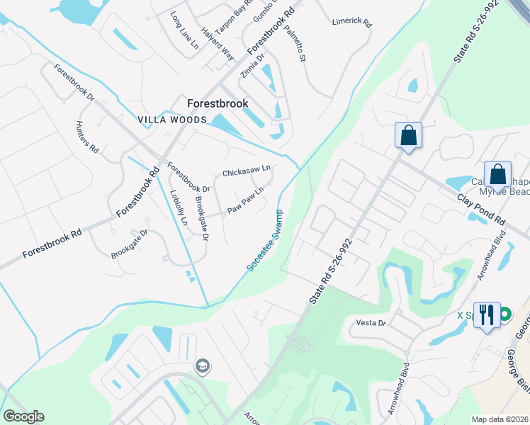 map of restaurants, bars, coffee shops, grocery stores, and more near 183 Carlisle Way in Myrtle Beach