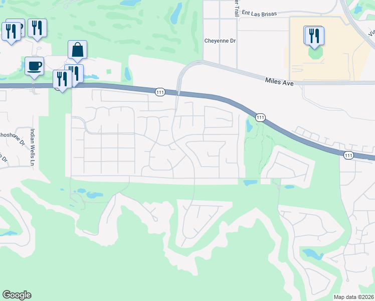 map of restaurants, bars, coffee shops, grocery stores, and more near 45675 Sugarloaf Mountain Trail in Indian Wells