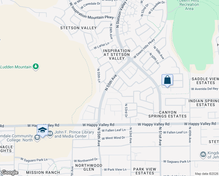 map of restaurants, bars, coffee shops, grocery stores, and more near 5431 West Range Mule Drive in Phoenix