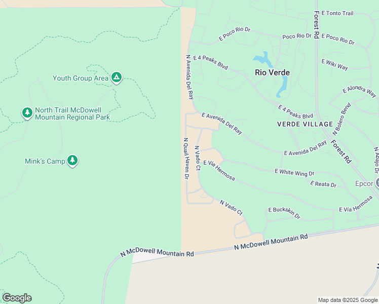 map of restaurants, bars, coffee shops, grocery stores, and more near 25233 North Quail Haven Drive in Rio Verde