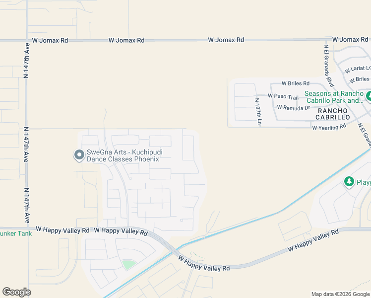 map of restaurants, bars, coffee shops, grocery stores, and more near 25667 North 140th Lane in Surprise