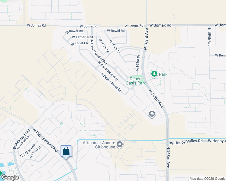 map of restaurants, bars, coffee shops, grocery stores, and more near 25702 North Desert Mesa Drive in Surprise