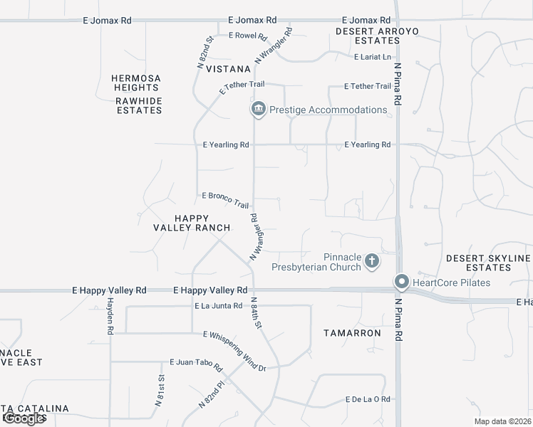 map of restaurants, bars, coffee shops, grocery stores, and more near 25425 North Wrangler Road in Scottsdale