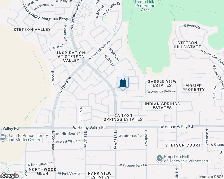 map of restaurants, bars, coffee shops, grocery stores, and more near N 51st Ave & W Stetson Valley Pkwy in Phoenix