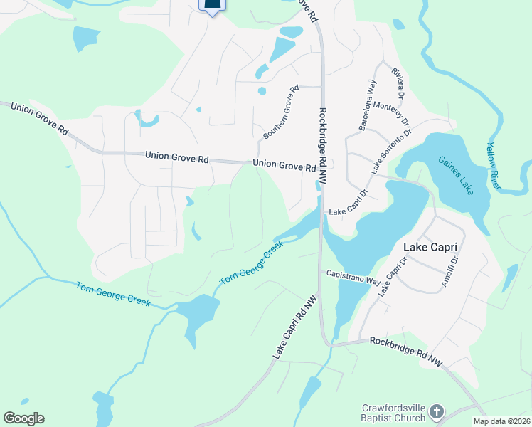 map of restaurants, bars, coffee shops, grocery stores, and more near 2755 Biscayne Drive in Conyers