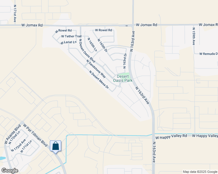 map of restaurants, bars, coffee shops, grocery stores, and more near 25637 North Desert Mesa Drive in Surprise