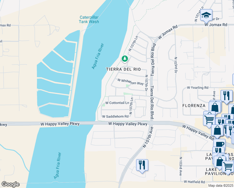 map of restaurants, bars, coffee shops, grocery stores, and more near 10786 W El Cortez Pl in Peoria
