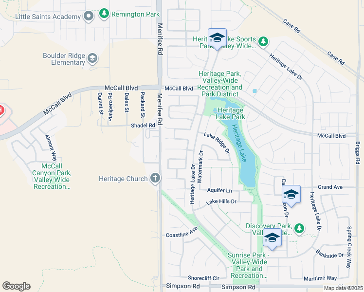 map of restaurants, bars, coffee shops, grocery stores, and more near 29124 Foghorn Court in Menifee