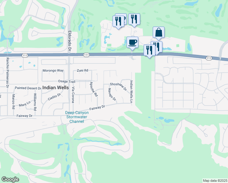 map of restaurants, bars, coffee shops, grocery stores, and more near 45603 Kawea Way in Indian Wells